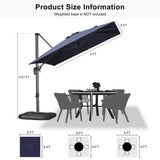 PURPLE LEAF Patio Outdoor Large Umbrella Square and Rectangular Cantilever Yard Sun Umbrellas