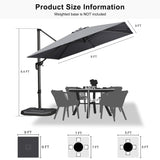 PURPLE LEAF Patio Outdoor Large Umbrella Square and Rectangular Cantilever Yard Sun Umbrellas