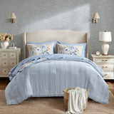 Vintage-Floral Inspired Comforter Set, Beige/Blue