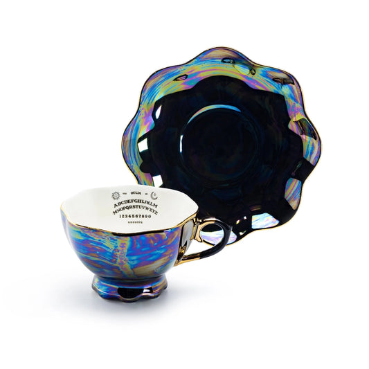 Ouija Board Black Gold Luster Tea Cup & Saucer