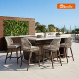 PURPLE LEAF Patio Sunbrella Bar Stools Set of 2 Rattan Bar Aluminum Bar Stool Outdoor Barstools with Back and Cushion for Garden Kitchen Island