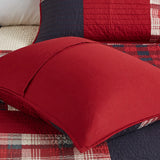 3 Piece Plaid Oversized Cotton Quilt Mini Set, Red