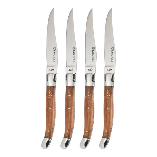 Au Nain Laguiole, Set of 4, Olive Wood Steak Knives