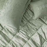 Velvet Quilted Diamond Comforter Set, Green