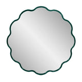 Kushi Round Scalloped Edge Mirror in Glossy Hunter Green