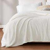 Grid Patterned Microfleece Blanket, Ivory