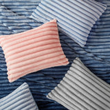 300GSM Fluffy Ribbed Plush Comforter Set,Blush Ombre