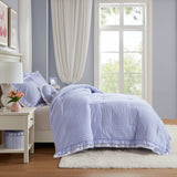Soft Ruffled Gingham Comforter Set, Blue
