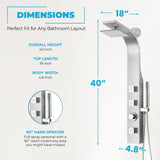 Sans Series 40 in. 3-Jetted Full Body Shower Panel Tower in Brushed Steel with Heavy Rain Showerhead and Spray Wand