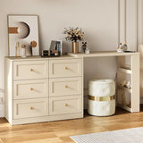 Extendable Makeup Vanity Desk with 6 Drawers