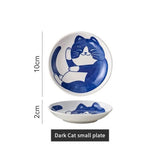 Japanese Cat Pattern Ceramic Dish Plate for Dining