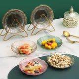 4pcs Flower Shape Snack Plate Set With Rack