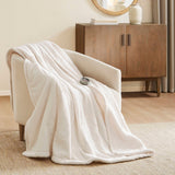 Heated Plush To Berber Electric Bedding Blanket, Ivory