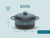 Kook Mini Ceramic Casserole Dishes with Lids, 4-Pack