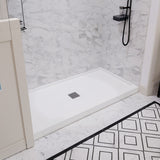 Alexander 60 in. L x 32 in. W Alcove Shower Pan Base with Center Drain in Glossy White Marine Acrylic