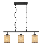 Elysian Three Lights Island With Natural Rattan Shade Farmhouse Chain Ceiling Lamp