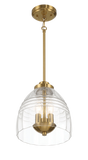 Ember Three Candle Lights Chain Pendant With Clear Glass - Satin Brass