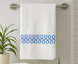 White Cotton Bath Towel with Royal Blue Embroidery