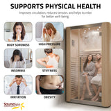 Yoga Sauna 2-Person Infrared Indoor Hemlock Wood Sauna with Removable Bench, and Floor Heating for Perfect Yoga Sessions