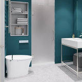 Fellow Series 24 in. x 70 in. Frameless Hinged Shower Door with Clear/Frosted Tempered Glass and Tsunami Guard