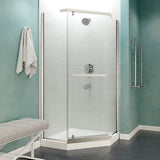 Castle Series 49 in. x 72 in. H Hinged Semi-Frameless Shower Door with Tsunami Guard Tempered Glass