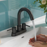 Remnants Series 4 in. Centerset Double Handle Mid Arc Bathroom Sink Faucet with Drain Kit and Deckplate Included