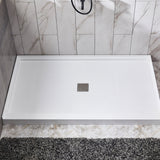 Alexander 60 in. L x 32 in. W Alcove Shower Pan Base with Center Drain in Glossy White Marine Acrylic