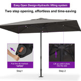 PURPLE LEAF Luxury Market Umbrella 1.9"/2.4"/3.1" Pole Commercial Hydraulic Semi-Automatic Umbrella