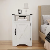 Nightstand with Charging Station Wooden End Table