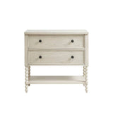 2-Drawer Storage Accent Chest w/ Turned Legs, Natural Ivory
