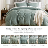 Waffle Weave Textured Duvet Cover Set, Sage Green