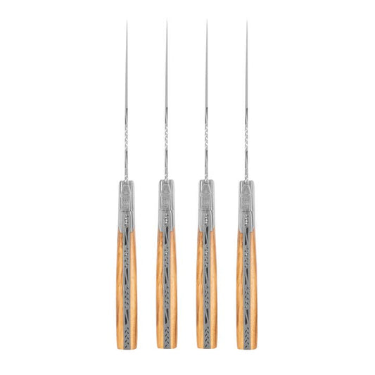 Goyon-Chazeau Set of 4 Pirou Castle Olive Wood Steak Knives