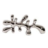 Horizontal Abstract Metallic Silver Ceramic Statue