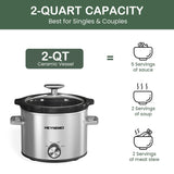 2 Qt Small Slow Cooker, 3 Adjustable Temp, Ceramic Pot