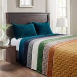 Velvet 3-Piece Quilt Set, Grey