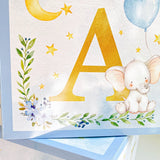 Elephant Baby Shower Block Box - Blue (Set of 4)