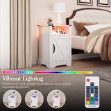 Led Nightstand Set of 2 with Charging Station, Wooden