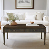 Fluted 2-Drawer Coffee Table For Living Room, Brown