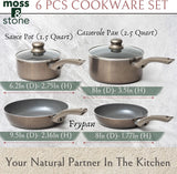 Moss & Stone 6-Piece Dark Grey Nonstick Cookware Set