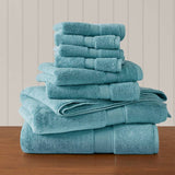 Antibacterial Spa-Like 8-Piece Bathroom Towel Set, Aqua