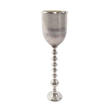 Black Diamond Glass Chalise on a Nickel Turned Metal Stand- Large