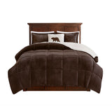 Plush To Sherpa Winter Comforter Set, Brown