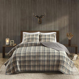 3 Piece Tan Plaid Cottage Cotton Oversized Quilt Mini Set