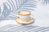 Porcelain Tea Cups & Saucers, 210ml, Set of 6