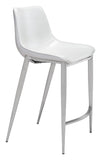 Magnus Counter Stool (Set of 2) White & Silver