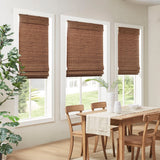 Bamboo Light Filtering Roman Shade 64"L, Teak