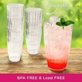 21 oz Clear Ribbed Acrylic Cups Set of 8