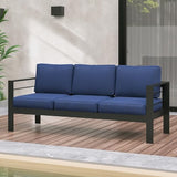 Patio Furniture Aluminum Sofa, Outdoor 3 Seats Couch