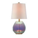 Curved Base Iridescent Green Glass Table Lamp