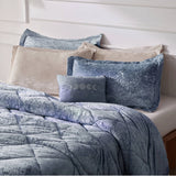 Crushed Velvet 4-Piece Comforter or Duvet Cover Set, Blue